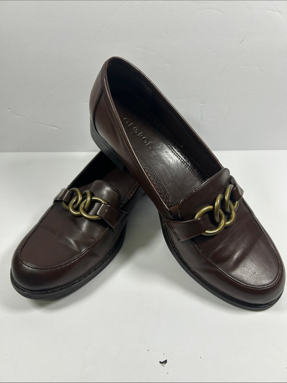 George Women's Brown Leather Chain Loafers